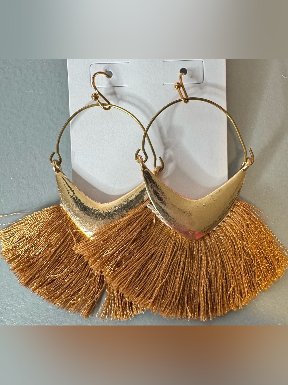 Gold Fringe Hoop Earrings  boho statement earrings summer
